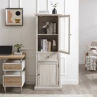 Tall Storage Cabinet  Freestanding Cabinet With Glass Door And Shelves Sideboard