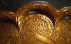 Vtg 1920s Anglo-indian Raj Embossed Brass Coffee Tray Scalloped Rim Krishna 12 