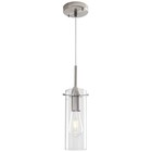 Brushed Nickel Pendant Lights Kitchen Island 1 Pack  Glass Pendant 1 Light