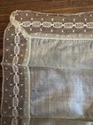 Antique World War I French Souvenir Silk Embroidered Lace Edge Handkerchief