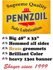 Big Pennzoil Banner - Repro 48  X 33  Old Vintage Look  Gas Guys  Man Cave Decor