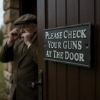 Please Check Your Guns At The Door Cast Iron Sign     Rustic Saloon Wall Decor