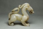 Chinese Antique Old Hetian Jade Hand-carved Dragon Beast Statue