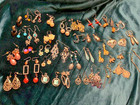 Huge Vintage Lot Of 100 Silver Tone Earrings - Post  Dangle  Hoop 