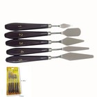 5 Pcs Stainless Steel Color Mixing Knife Oil Painting Scraper Plastic Handle Art