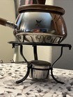 Vintage Metal Fondue Pot With Wooden Top And Handle With Stand Mcm 1970s Kitchen