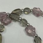 Handmade Anklet Silver Tone Gray Czech Glass Beads And Light Purple Stars 10 75 