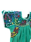 Vintage Oaxacan Top  70 s Green Embroidered Mexican Peasant Hippie Blouse S m