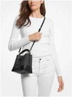 Michael Kors Mercer suri Small Black Signature Leather Bucket Bag Crossbody Bag