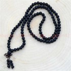 6mm Black Lava Stone 108 Prayer Beads Tibet Buddhist Mala Necklace Bracelet