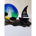 Vintage Tea Light Metal Art Glass Lighthouse 3d Votive Candle Holder 10  X 6 