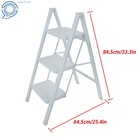 Aluminum 3 Step Ladder Folding Step Stool W  Wide Anti-slip Pedal White