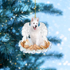 White German Shepherd Dog In Angel Wings Christmas  Dog Car Ornament Gift