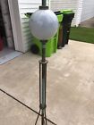 Vintage 60  Copper Lightning Rod W Milk Glass Ball