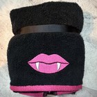 Betsey Johnson 2pc Hand Towel Set 16x26 Black pink Embroidered Halloween