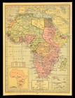 Antique Africa Map Wall Art Union Of South Africa Belgium Congo Vintage 1930s