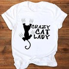 Cartoon Cute Fox Watermark Print Ladies T-shirt Top Women Casual Top