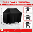 58 Inch Waterproof Bbq Gas Grill Cover Fit For Weber  Char-broil  Nexgrill Black