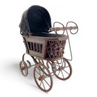 Vintage Antique Victorian Baby Doll Carriage Stroller Buggy Wicker Wood   Steel