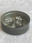 Lot Of 3 Vintage Metzke Pewter Bunny Rabbit Figurine With Metal Tin Round Lidded