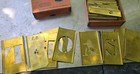 Vintage Reese s 2  Lockedge Brass Stencils Roman Font Letter Number Set Box