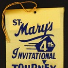 1947 St  Mary s 4th Invitational Tourney Vtg Yellow Ribbon 5  Blue Felt Print