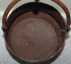 19c Hand Forged hammered Copper Cauldron Pot W handle 5 1 2 