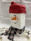 Hand Painted Christmas Winter Snowman On Brick Heavy 12  Tall