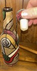 Vintage Authentic Haitian Voodoo Soul Catcher Sequin Beaded Bottle W  Cork 12   