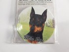 2 Miniature Pinscher Dog Car Coaster Absorbent Auto Cup Holder Stoneware New
