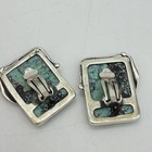 Vtg Southwestern Sterling Silver Turquoise Earrings Leaves Lilly Handmade Large