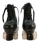 Roller Skates With Light Up Wheels 4 Wheel Adjustable Quad Sz 44  Black Unisex    