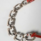 900 Silver G Panel Link Leather Cord Necklace With Egyptian Silver Marks Vintage