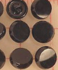 12 Vintage Medium Jet Black Glass Shank Buttons Flat Front Faceted Edge 3 4 
