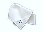 Masonic Plain Hankercheif White  With Navy Blue Embroidered Freemasons S c