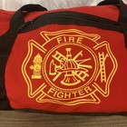 Vintage American Firewear Red Firefighter Duffle Bag     Gear Bag  28    X 17    X 17   