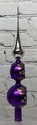 Vtg Blown Glass Indent Reflector Finial Christmas Tree Topper Purple Silver 12   