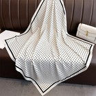 Women   s 35 Inch Silk Square Polka Dot Scarf  Print  Wrap Shawl Black   White