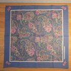 Vintage New 90s Handkerchief Bandana Tea Towel 21  Paisley Floral Blue Pink B19