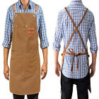 Kitchen Chef Apron W 3 Pockets Cross-back Adjustable Bib For Cooking Black Brown