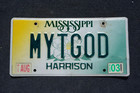2003 Mississippi Vanity License Plate - Myt God