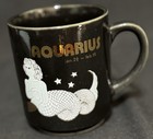 Vintage Aquarius Zodiac Mug Japan Black Gold Astrology Water Bearer Coffee Cup