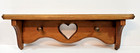Vintage 19 5  Wooden Heart Cut Out Wall Shelf Peg Hooks Plate Groove Golden Oak