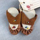 Vtg Handmade Beaded Suede Mini Doll Moccasins Native American Souvenir Helena Mt