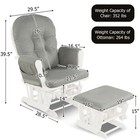 Costway Glider   Ottoman Cushion Set Wood Baby Nursery Rocking Chair Light Grey