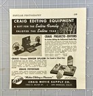 Craig Movie Supply Editing Equipment  gift For Whole Family  Vtg Print Ad 1941