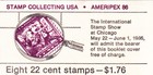U s  Bklt Of 8 Scott  bk153a 22ct 1986 Stamp Collecting Black Omitted Mint Open 