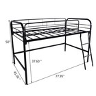 Twin Size Low Loft Bed Frame Ladders Guardrail Space-saving Black Bedroom Kids