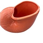 Vintage Orange Pottery Sea Shell Nautical Beach Coastal Decor Conch Planter Usa