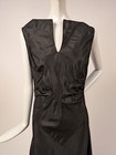 1930   s Crisp Long Black Taffeta Dress W High Slit Front   Trumpet Skirt